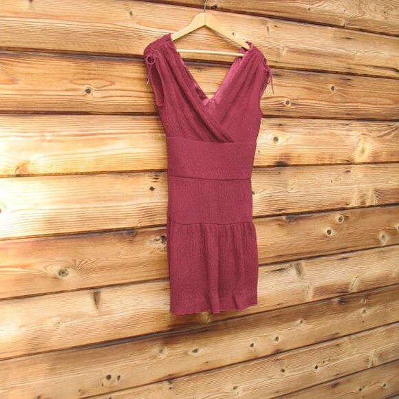 Maje Bordeaux Crepe Mini Dress - Picture 3 of 9